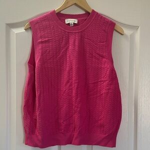 Sleeveless Cable Knit Tank Top in Bright Pink